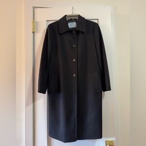 Prada Women's Classic Dark Navy Wool Coat